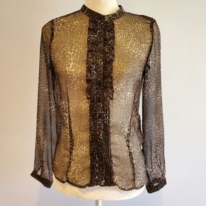 NEW! Zara Basic Transparent Animal Print Blouse Size S